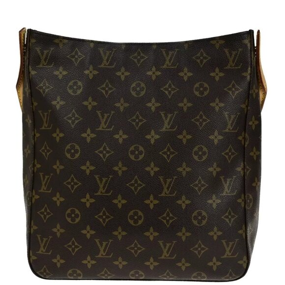 LOUIS VUITTON Logo Looping GM Shoulder Bag Monogram Leather Brown - Picture 3 of 16